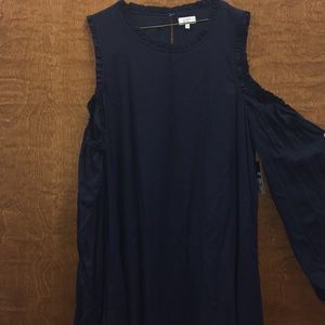 Crown and Ivy ruffled sleeve cold shoulder dress